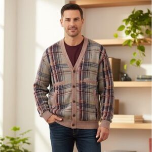 UNDERCOVER Co LTD Cardigan Vintage Plaid Japan Wool Cashmere Sweater Size L